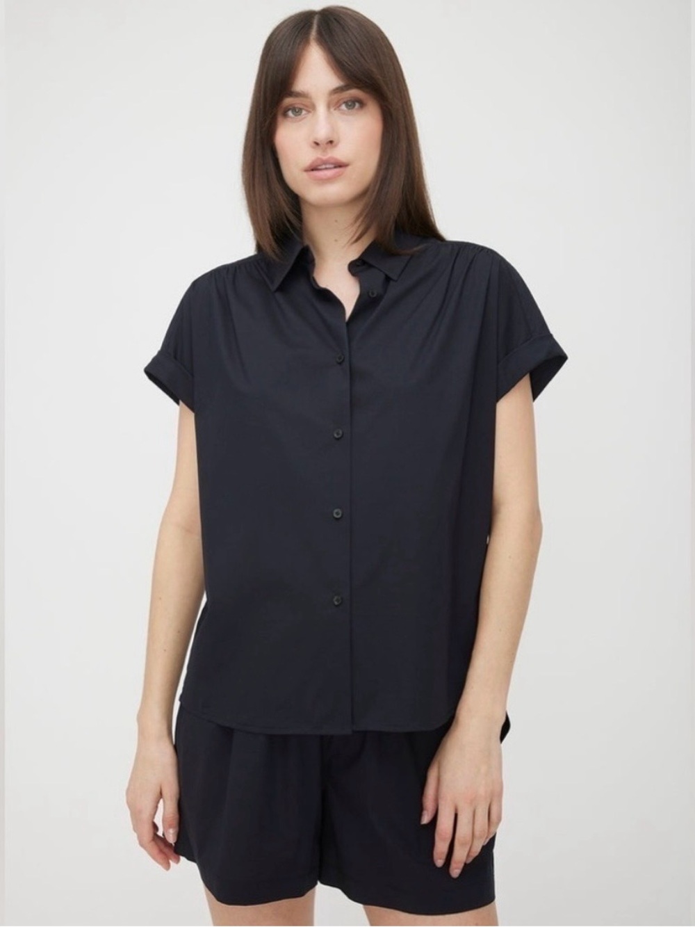 Kit and  Ace Button Up Collared Shirt Tech Stretch Navy Blue Size S Oversized